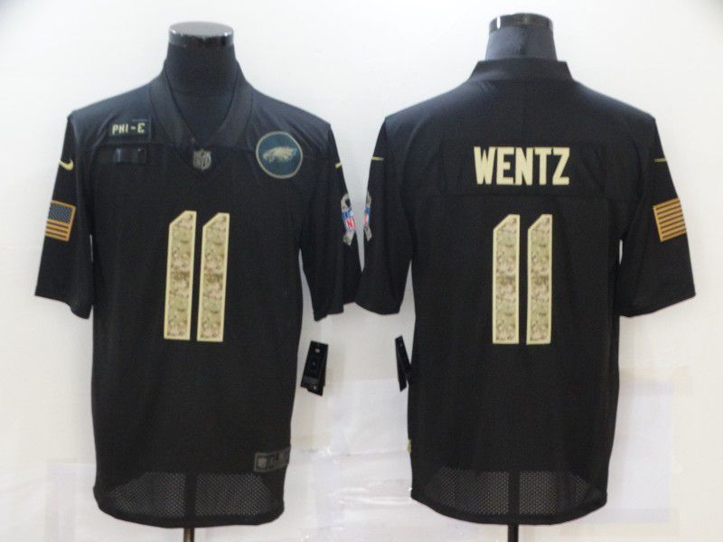 Men Philadelphia Eagles #11 Wentz Black camo Lettering 2020 Nike NFL Jersey->miami dolphins->NFL Jersey